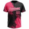 Custom Neon Pink Black-White 3D Pattern Abstract Brush Stroke Two-Button Unisex Softball Jersey