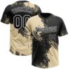 Custom Cream Black-White 3D Pattern Abstract Brush Stroke Two-Button Unisex Softball Jersey