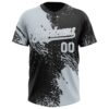 Custom Silver Black-White 3D Pattern Abstract Brush Stroke Two-Button Unisex Softball Jersey