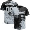 Custom Silver Black-White 3D Pattern Abstract Brush Stroke Two-Button Unisex Softball Jersey