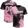 Custom Light Pink Black-White 3D Pattern Abstract Brush Stroke Two-Button Unisex Softball Jersey