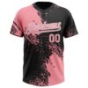 Custom Medium Pink Black-White 3D Pattern Abstract Brush Stroke Two-Button Unisex Softball Jersey