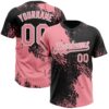 Custom Medium Pink Black-White 3D Pattern Abstract Brush Stroke Two-Button Unisex Softball Jersey