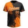 Custom Bay Orange Black-White 3D Pattern Abstract Brush Stroke Two-Button Unisex Softball Jersey