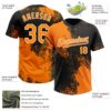 Custom Bay Orange Black-White 3D Pattern Abstract Brush Stroke Two-Button Unisex Softball Jersey