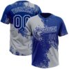 Custom Gray Royal-White 3D Pattern Abstract Brush Stroke Two-Button Unisex Softball Jersey