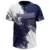 Custom White Navy 3D Pattern Abstract Brush Stroke Two-Button Unisex Softball Jersey