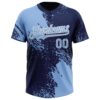 Custom Light Blue Navy-White 3D Pattern Abstract Brush Stroke Two-Button Unisex Softball Jersey