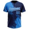 Custom Electric Blue Navy-White 3D Pattern Abstract Brush Stroke Two-Button Unisex Softball Jersey