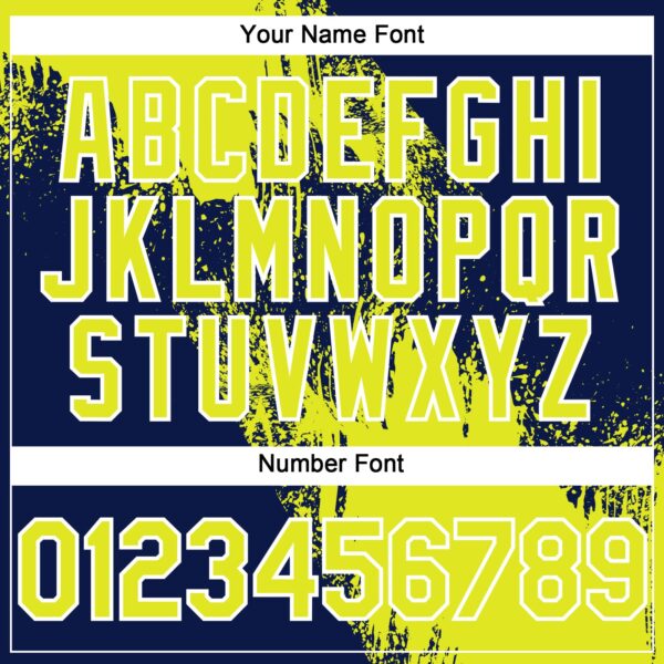 Custom Neon Yellow Navy-White 3D Pattern Abstract Brush Stroke Two-Button Unisex Softball Jersey