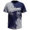 Custom Gray Navy-White 3D Pattern Abstract Brush Stroke Two-Button Unisex Softball Jersey