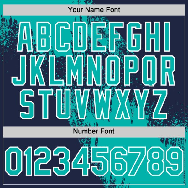 Custom Aqua Navy-White 3D Pattern Abstract Brush Stroke Two-Button Unisex Softball Jersey