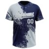 Custom Silver Navy-White 3D Pattern Abstract Brush Stroke Two-Button Unisex Softball Jersey