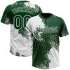 Custom White Green 3D Pattern Abstract Brush Stroke Two-Button Unisex Softball Jersey