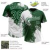 Custom White Green 3D Pattern Abstract Brush Stroke Two-Button Unisex Softball Jersey
