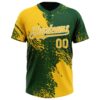 Custom Yellow Green-White 3D Pattern Abstract Brush Stroke Two-Button Unisex Softball Jersey