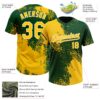 Custom Yellow Green-White 3D Pattern Abstract Brush Stroke Two-Button Unisex Softball Jersey
