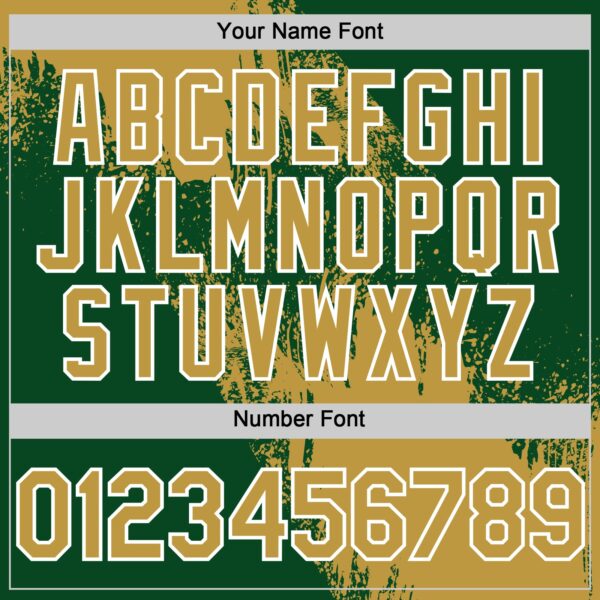 Custom Old Gold Green-White 3D Pattern Abstract Brush Stroke Two-Button Unisex Softball Jersey