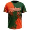 Custom Orange Green-White 3D Pattern Abstract Brush Stroke Two-Button Unisex Softball Jersey