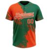 Custom Orange Kelly Green-White 3D Pattern Abstract Brush Stroke Two-Button Unisex Softball Jersey