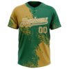 Custom Old Gold Kelly Green-White 3D Pattern Abstract Brush Stroke Two-Button Unisex Softball Jersey
