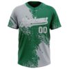 Custom Gray Kelly Green-White 3D Pattern Abstract Brush Stroke Two-Button Unisex Softball Jersey