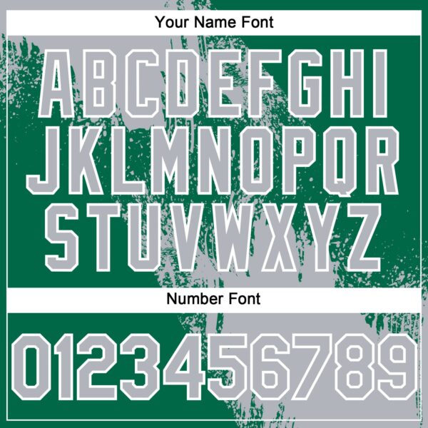 Custom Gray Kelly Green-White 3D Pattern Abstract Brush Stroke Two-Button Unisex Softball Jersey