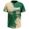 Custom Cream Kelly Green-White 3D Pattern Abstract Brush Stroke Two-Button Unisex Softball Jersey