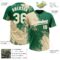 Custom Cream Kelly Green-White 3D Pattern Abstract Brush Stroke Two-Button Unisex Softball Jersey