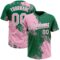 Custom Light Pink Kelly Green-White 3D Pattern Abstract Brush Stroke Two-Button Unisex Softball Jersey