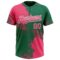 Custom Neon Pink Kelly Green-White 3D Pattern Abstract Brush Stroke Two-Button Unisex Softball Jersey