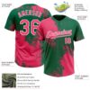 Custom Neon Pink Kelly Green-White 3D Pattern Abstract Brush Stroke Two-Button Unisex Softball Jersey