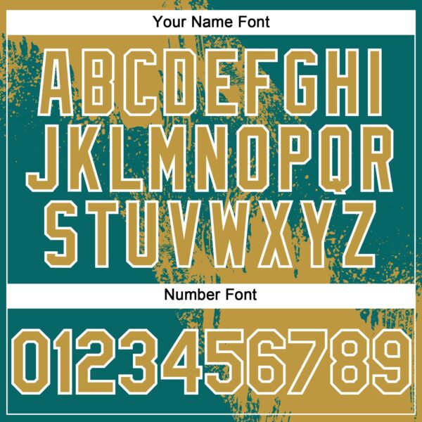 Custom Old Gold Teal-White 3D Pattern Abstract Brush Stroke Two-Button Unisex Softball Jersey