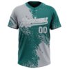 Custom Gray Teal-White 3D Pattern Abstract Brush Stroke Two-Button Unisex Softball Jersey