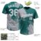 Custom Gray Teal-White 3D Pattern Abstract Brush Stroke Two-Button Unisex Softball Jersey