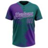 Custom Purple Teal-White 3D Pattern Abstract Brush Stroke Two-Button Unisex Softball Jersey
