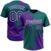 Custom Purple Teal-White 3D Pattern Abstract Brush Stroke Two-Button Unisex Softball Jersey