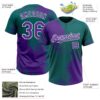 Custom Purple Teal-White 3D Pattern Abstract Brush Stroke Two-Button Unisex Softball Jersey