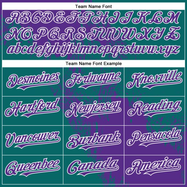 Custom Purple Teal-White 3D Pattern Abstract Brush Stroke Two-Button Unisex Softball Jersey