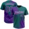 Custom Purple Teal-White 3D Pattern Abstract Brush Stroke Two-Button Unisex Softball Jersey