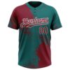 Custom Crimson Teal-White 3D Pattern Abstract Brush Stroke Two-Button Unisex Softball Jersey