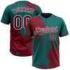 Custom Crimson Teal-White 3D Pattern Abstract Brush Stroke Two-Button Unisex Softball Jersey