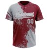 Custom Gray Crimson-White 3D Pattern Abstract Brush Stroke Two-Button Unisex Softball Jersey