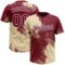 Custom Cream Crimson-White 3D Pattern Abstract Brush Stroke Two-Button Unisex Softball Jersey