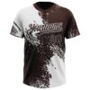 Custom White Brown 3D Pattern Abstract Brush Stroke Two-Button Unisex Softball Jersey
