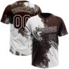 Custom White Brown 3D Pattern Abstract Brush Stroke Two-Button Unisex Softball Jersey