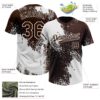 Custom White Brown 3D Pattern Abstract Brush Stroke Two-Button Unisex Softball Jersey