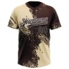 Custom Cream Brown-White 3D Pattern Abstract Brush Stroke Two-Button Unisex Softball Jersey