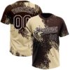 Custom Cream Brown-White 3D Pattern Abstract Brush Stroke Two-Button Unisex Softball Jersey