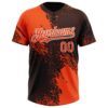 Custom Orange Brown-White 3D Pattern Abstract Brush Stroke Two-Button Unisex Softball Jersey